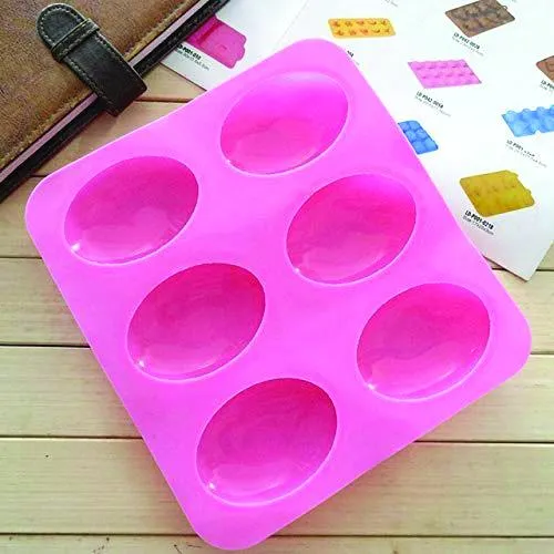 0774 Silicon 6 Cavity Non Stick Oval Shape Mould Tray