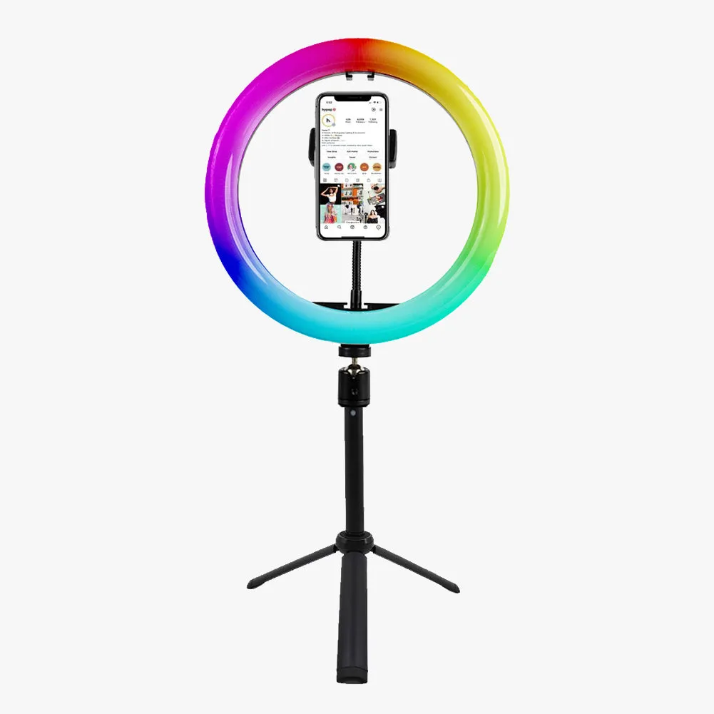 10"/26cm 'Double Rainbow' Youtube Gaming Content Creator Dual RGB Unicorn Ring Light Kit - Bundle