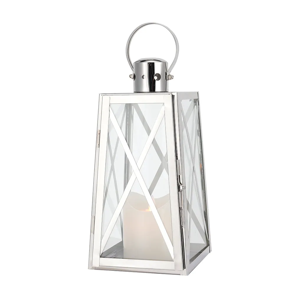 12'' High Stainless Steel Decorative Lantern (Trapezoid)