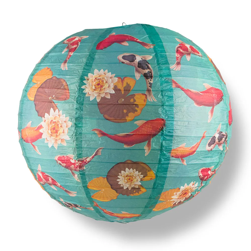 12 PACK | 14" Japanese Koi Fish Pond Patterned Paper Lantern