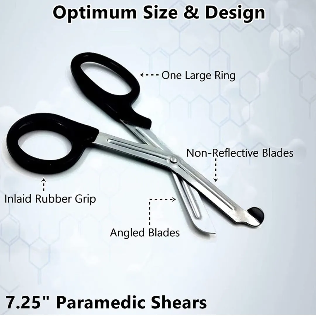 12/Pack Black Handle Trauma Shears 7.25" Stainless Steel Scissors for Paramedics, EMT, Nurses, Firefighters   More