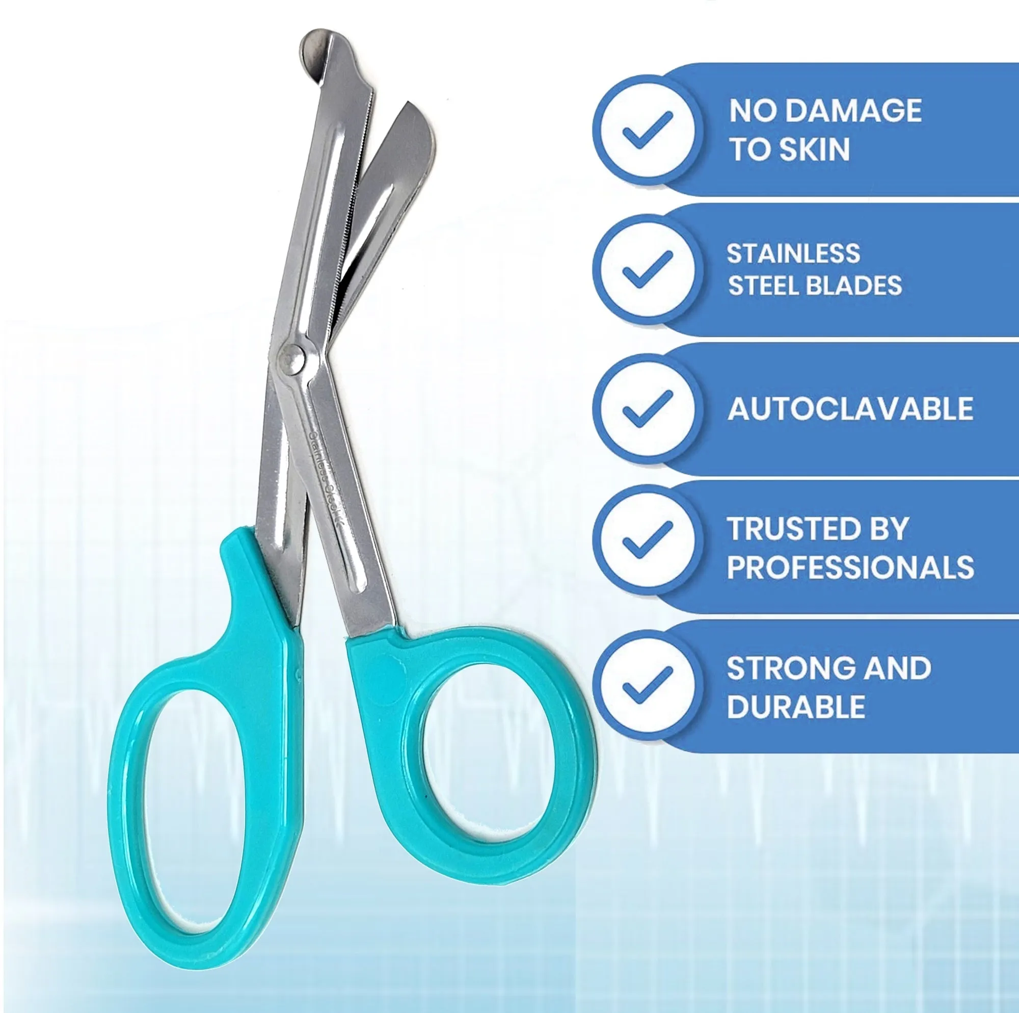 12/Pack Teal Handle Trauma Shears 7.25" Stainless Steel Scissors for Paramedics, EMT, Nurses, Firefighters   More