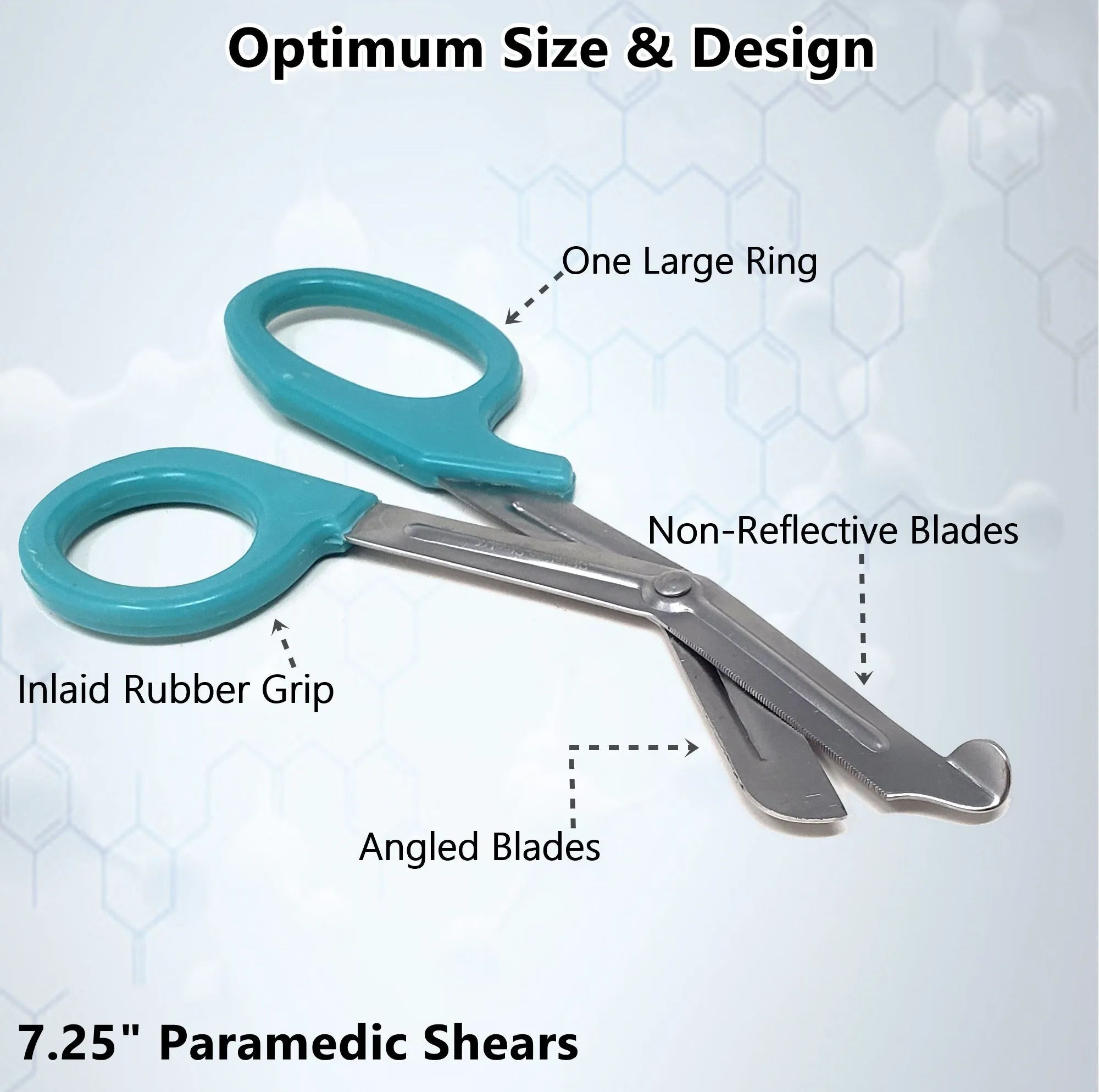 12/Pack Teal Handle Trauma Shears 7.25" Stainless Steel Scissors for Paramedics, EMT, Nurses, Firefighters   More