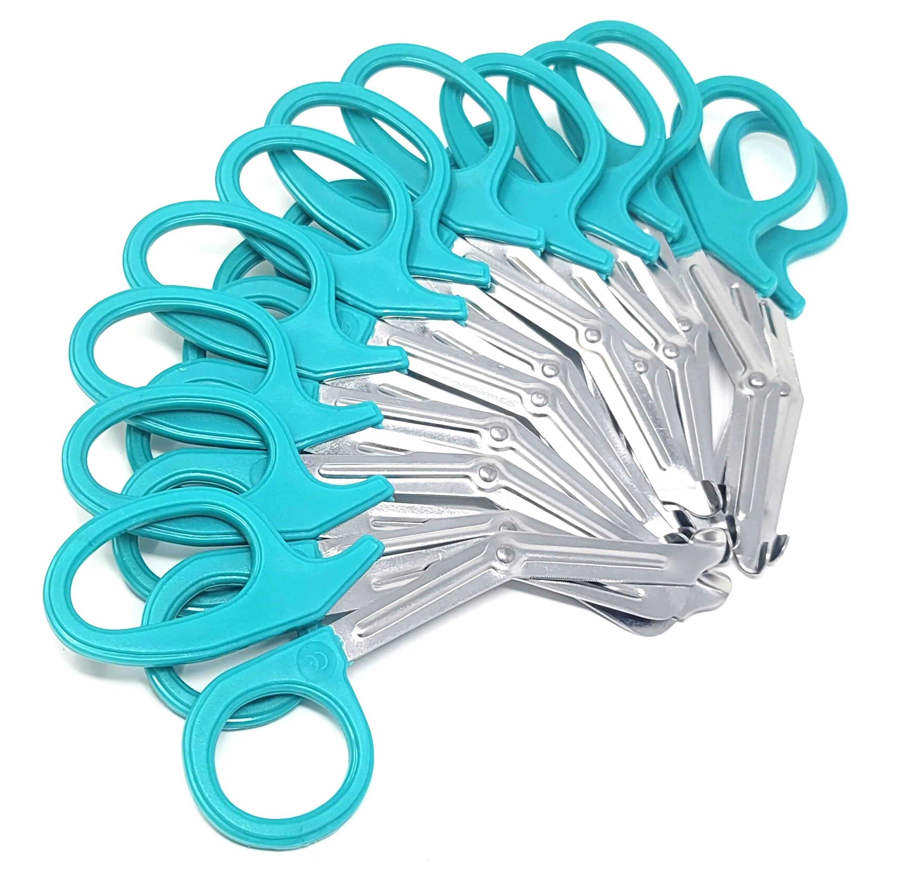 12/Pack Teal Handle Trauma Shears 7.25" Stainless Steel Scissors for Paramedics, EMT, Nurses, Firefighters   More