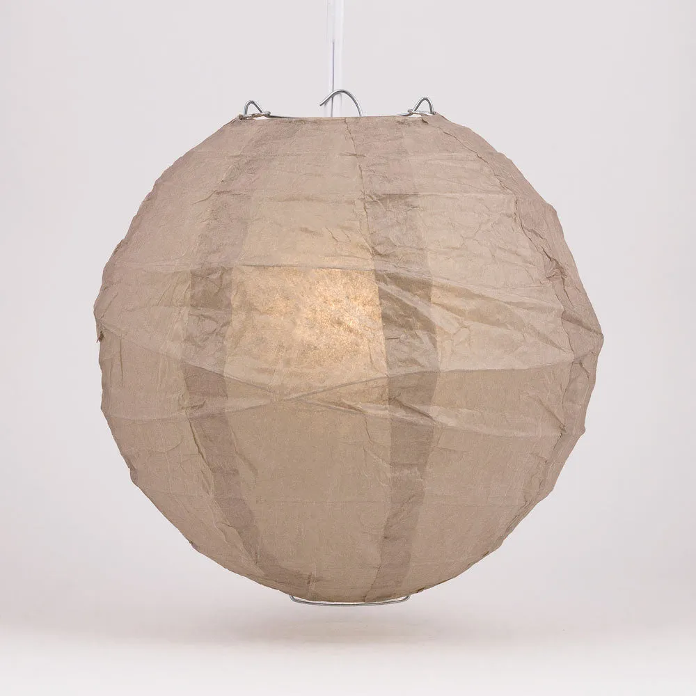 12" Dusty Sand Rose Round Paper Lantern, Crisscross Ribbing, Chinese Hanging Wedding & Party Decoration