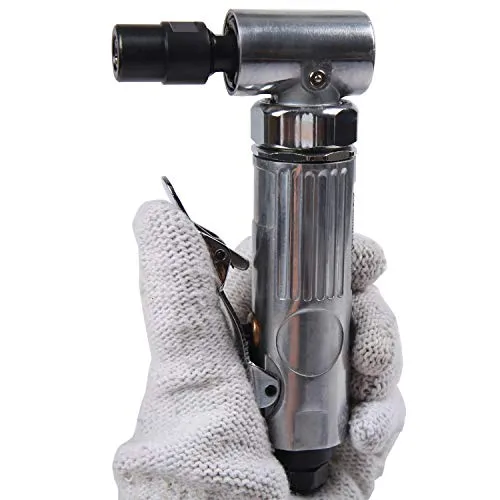 1/4 inch Angle Air Die Grinder,20000 RPM, 90 Degree Angled Air Die Grinder,with 4 pcs 2" Roll Lock Sanding Discs, Polished Color Pneumatic Angle Die