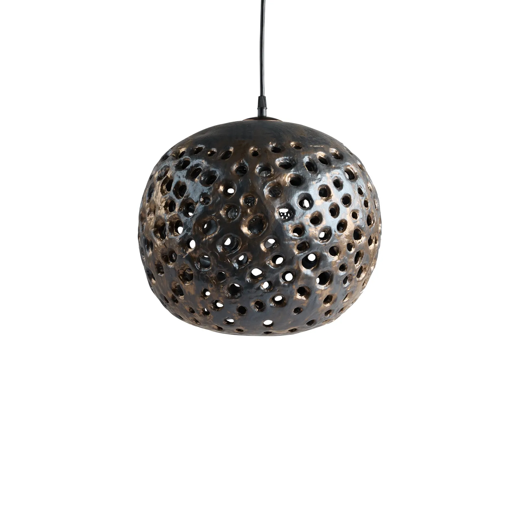 14" Ceramic Hanging Lantern in Bronze