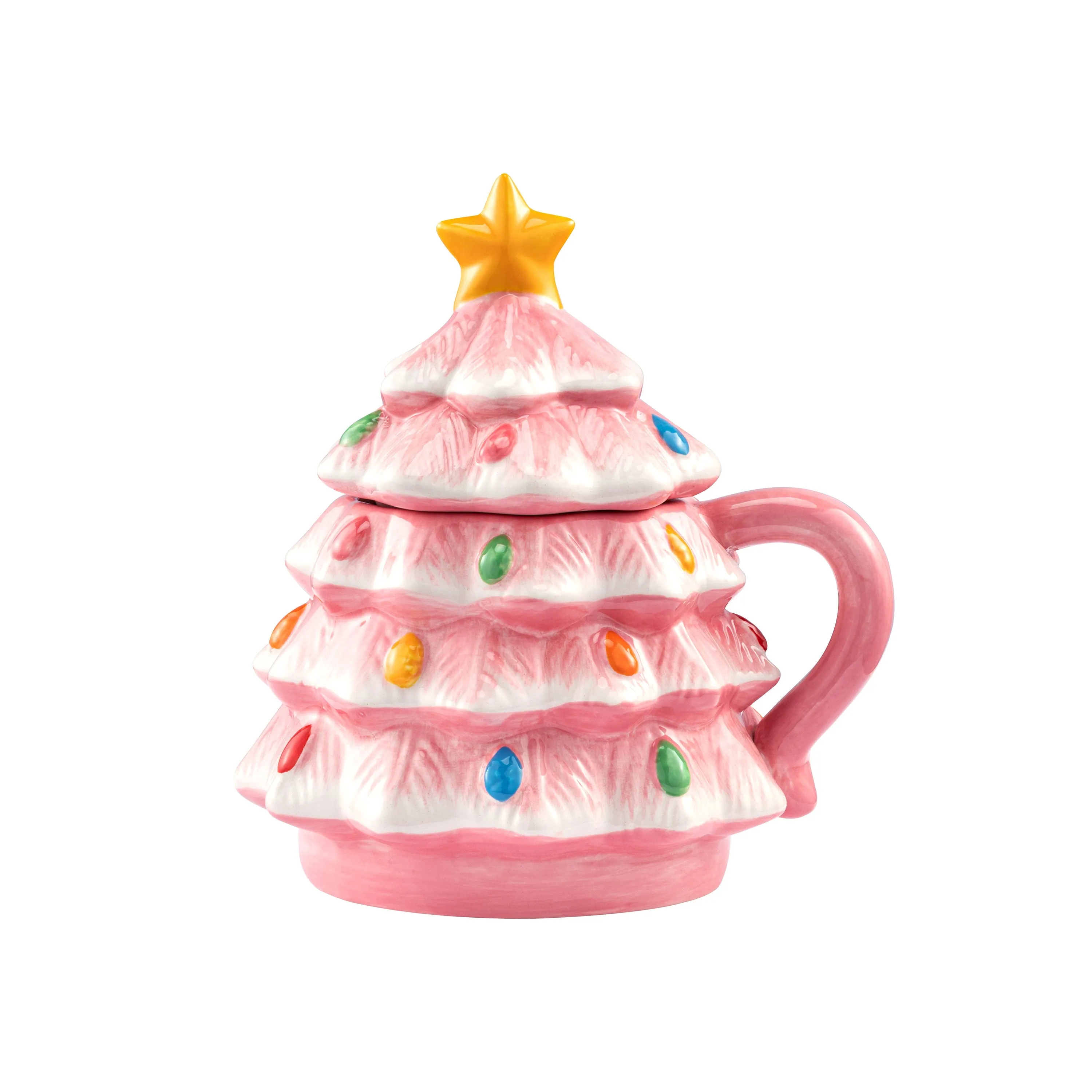 16 oz. Nostalgic Ceramic Tree Lidded Mug - Pink