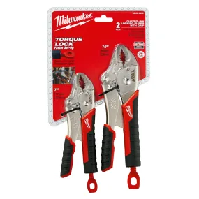 2-Piece TORQUE LOCK Curved Jaw Locking Pliers w/ Durable Grip Set