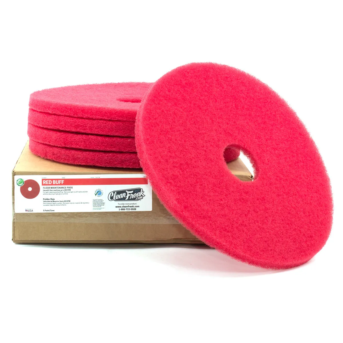 20" Red Floor Buffing & Scrubbing Pads - Case of 5