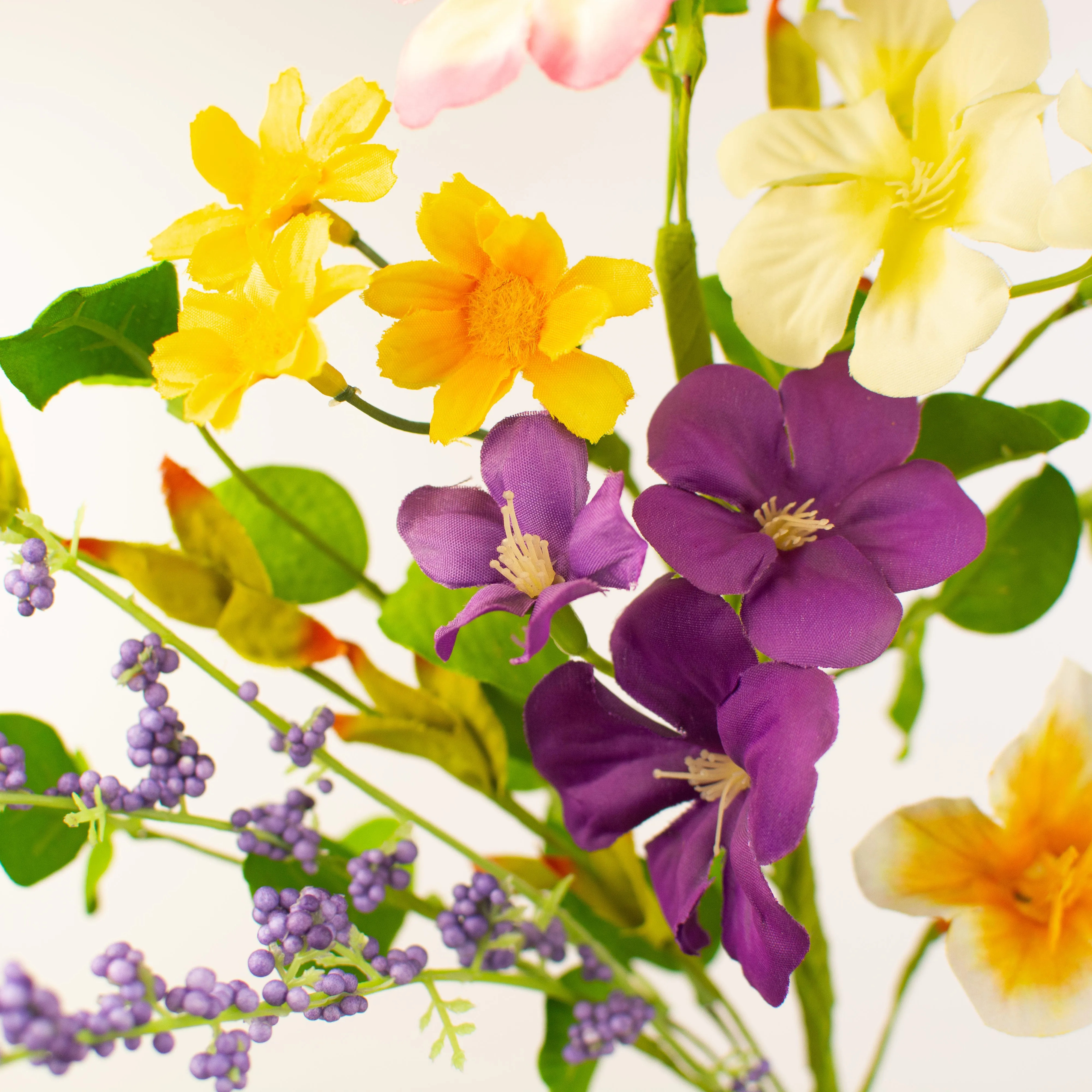 20" Spring Wild Flowers Pick: Purple & Yellow