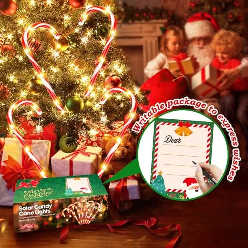 24 Pack Christmas Decorations Outside, 2 Sets of 12 KOOPER 19” Solar Candy Cane Christmas Decorations Outdoor Yard with 8 Modes and 144 Bright LED, Waterproof Christmas Candy Cane Pathway Lights