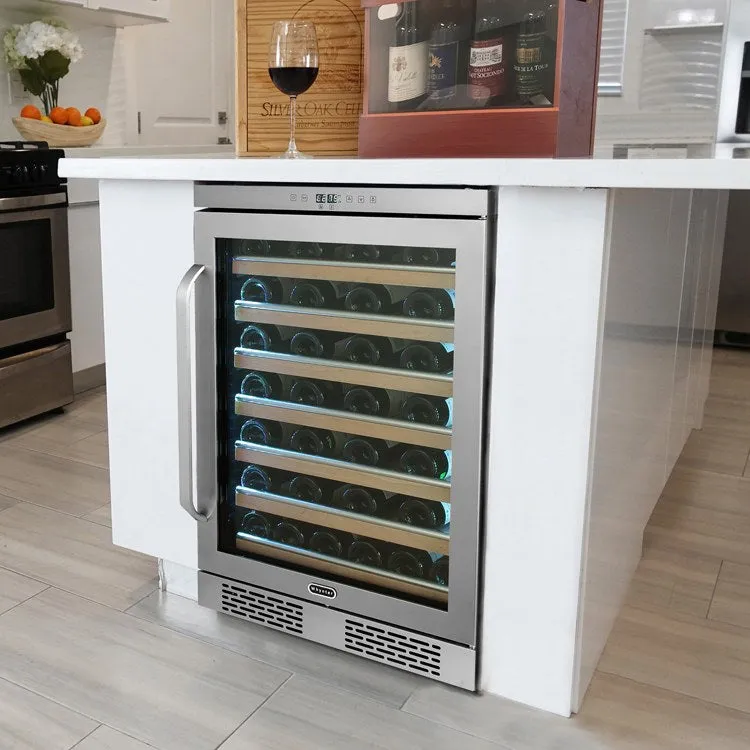 24" Built-In Stainless Steel 54-Bottle Wine Refrigerator Cooler