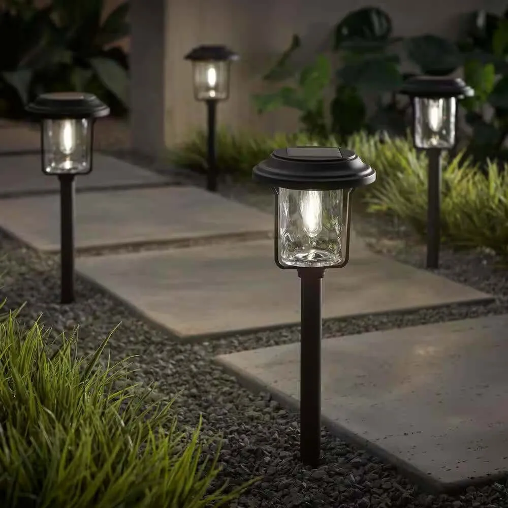 4 Pack - Solar LED Light Set - Outdoor Path Lighting in Black