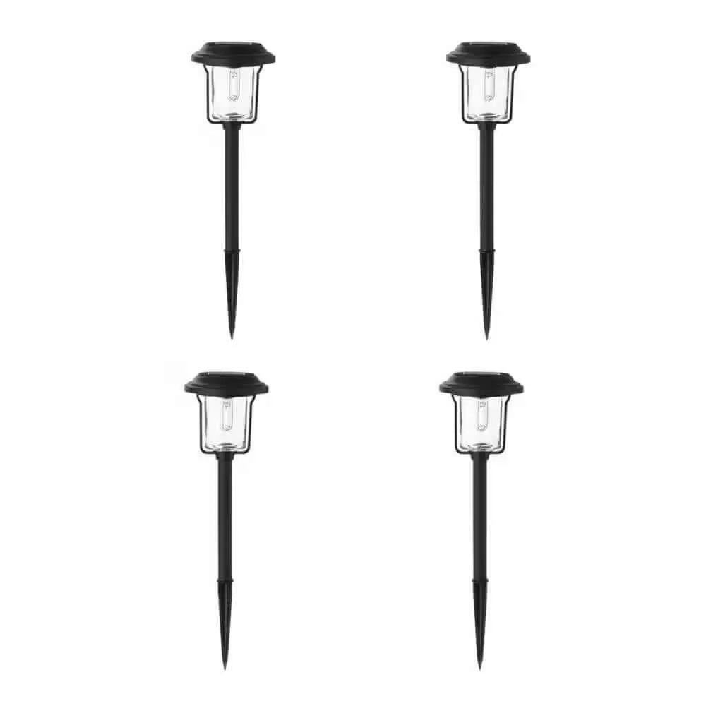 4 Pack - Solar LED Light Set - Outdoor Path Lighting in Black