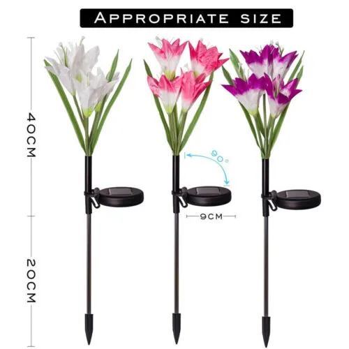 4Pcs Solar Lily Flower Lights Garden Stake Waterproof Yard Landscape