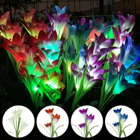 4Pcs Solar Lily Flower Lights LED Outdoor Garden Stake for Yard