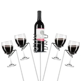 5-Piece Wine Holder Stakes - Silver