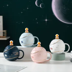 500ML Space Cartoon Coffee Mug with Lid