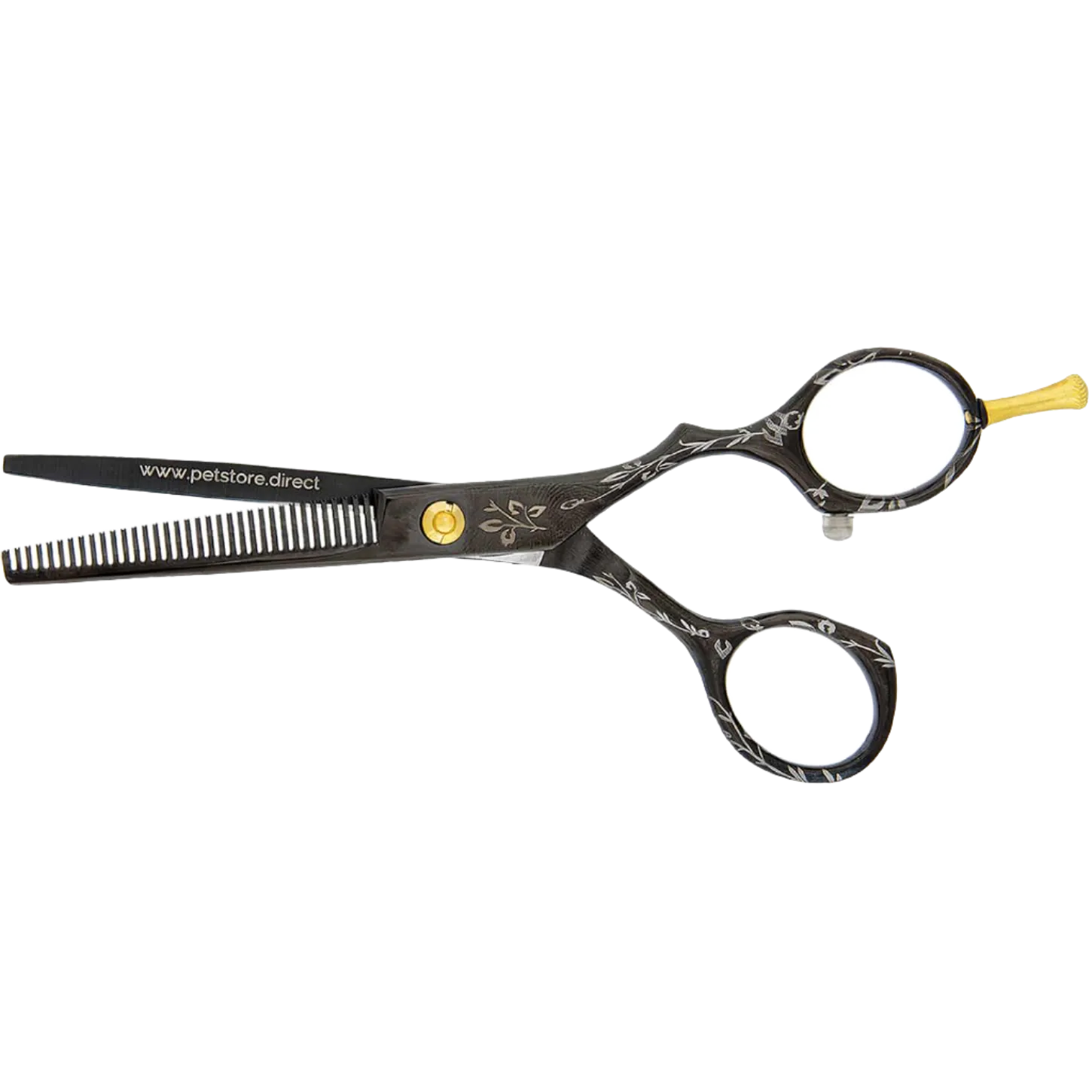 5.5" Black Floral Grooming Shear Set by PetStore.Direct