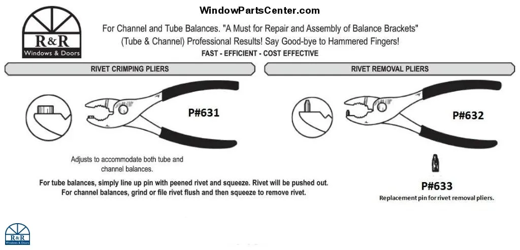 632 - Rivet Removal Pliers Used for Channel and Tube Balances Repair