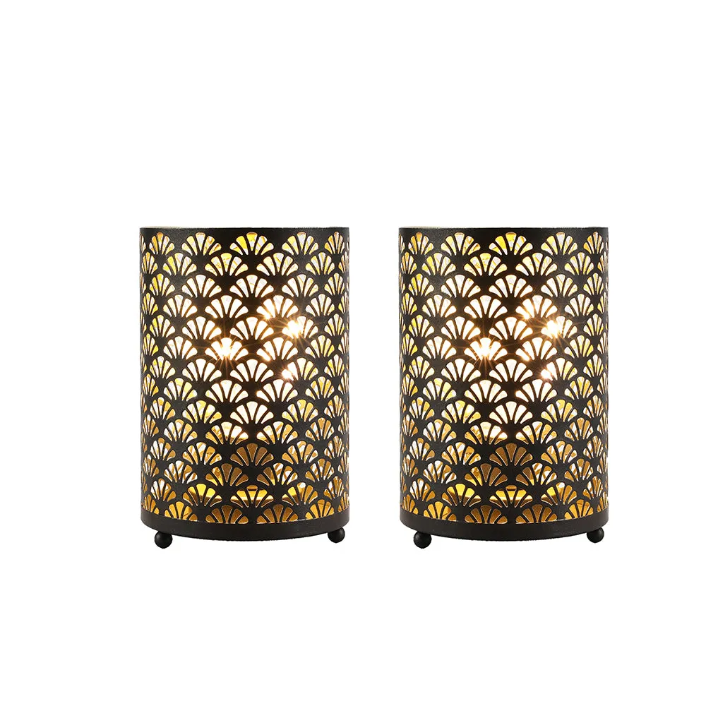 6.5'' Tall Metal Table Lamp Battery Lanterns(Set of 2)