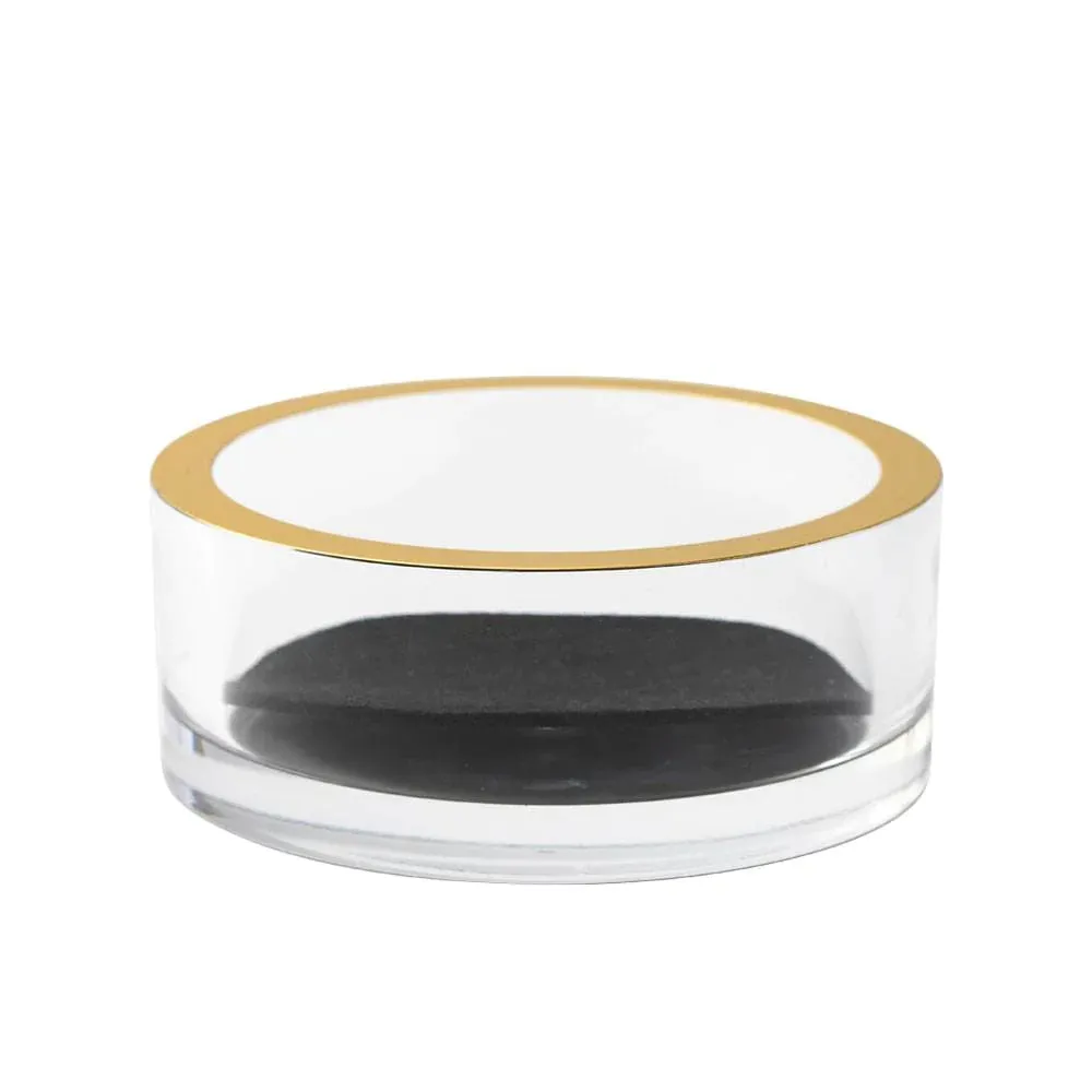 Acrylic Wine Bottle Coaster in Clear with Gold Rim