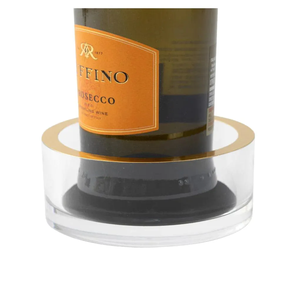 Acrylic Wine Bottle Coaster in Clear with Gold Rim