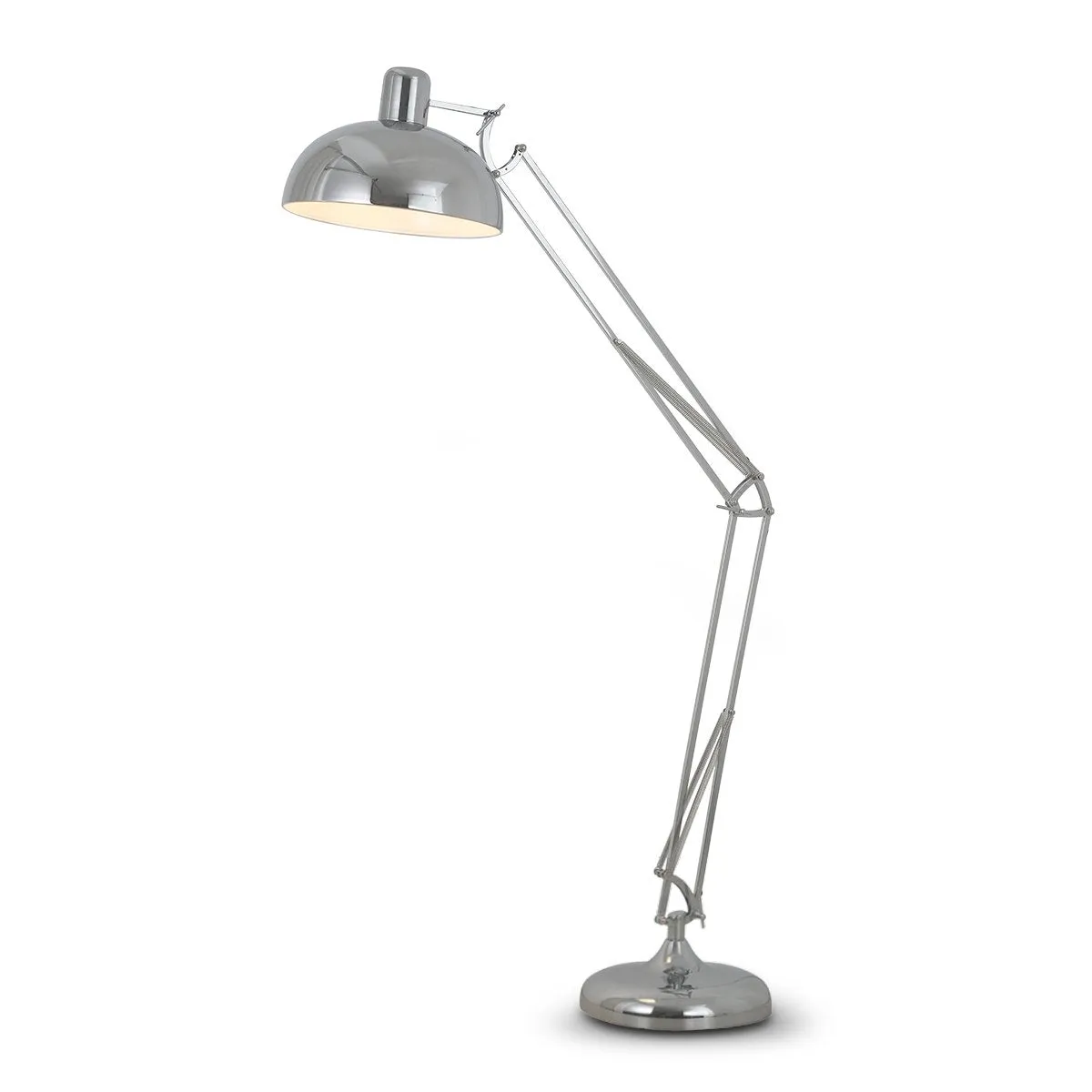 Adjustable Height Chrome Floor Lamp, Tapered Shade, Sarantino