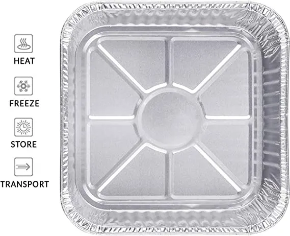 Aluminium Roster Foil Tray with Foil Lids Square 20x20x5cm 5pk Heavy Duty- 6118