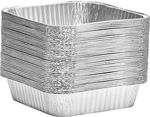 Aluminium Roster Foil Tray with Foil Lids Square 20x20x5cm 5pk Heavy Duty- 6118