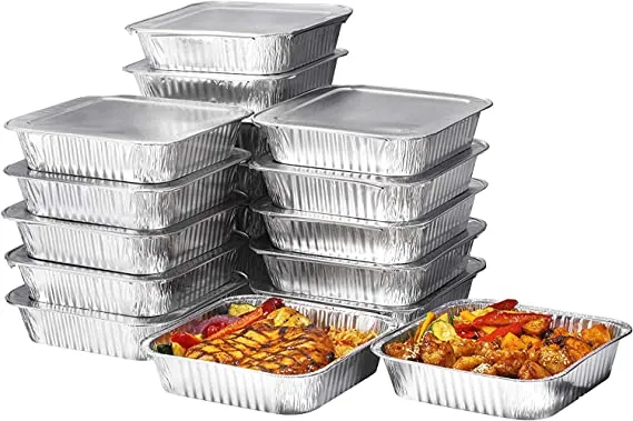 Aluminium Roster Foil Tray with Foil Lids Square 20x20x5cm 5pk Heavy Duty- 6118