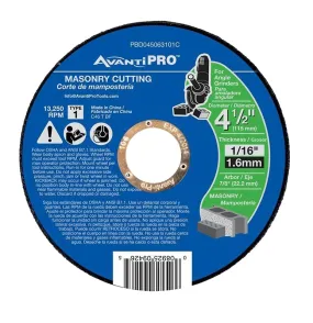 Avanti Pro PBD045063101C Cut-Off Wheel, 4-1/2 in Dia, 1/16 in Thick, 7/8 in Arbor :EA: QUANTITY: 1