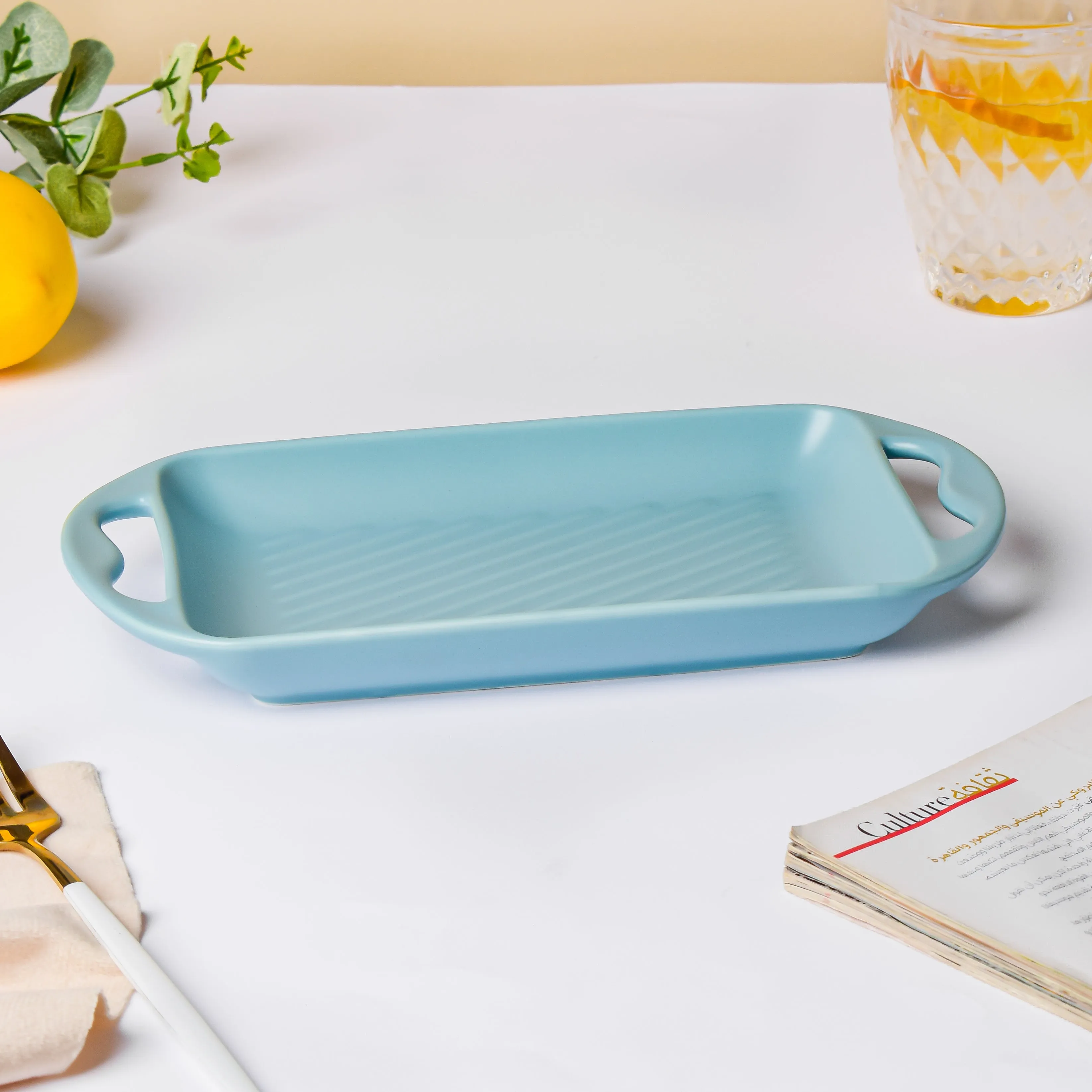 Baking Tray With Handle Blue