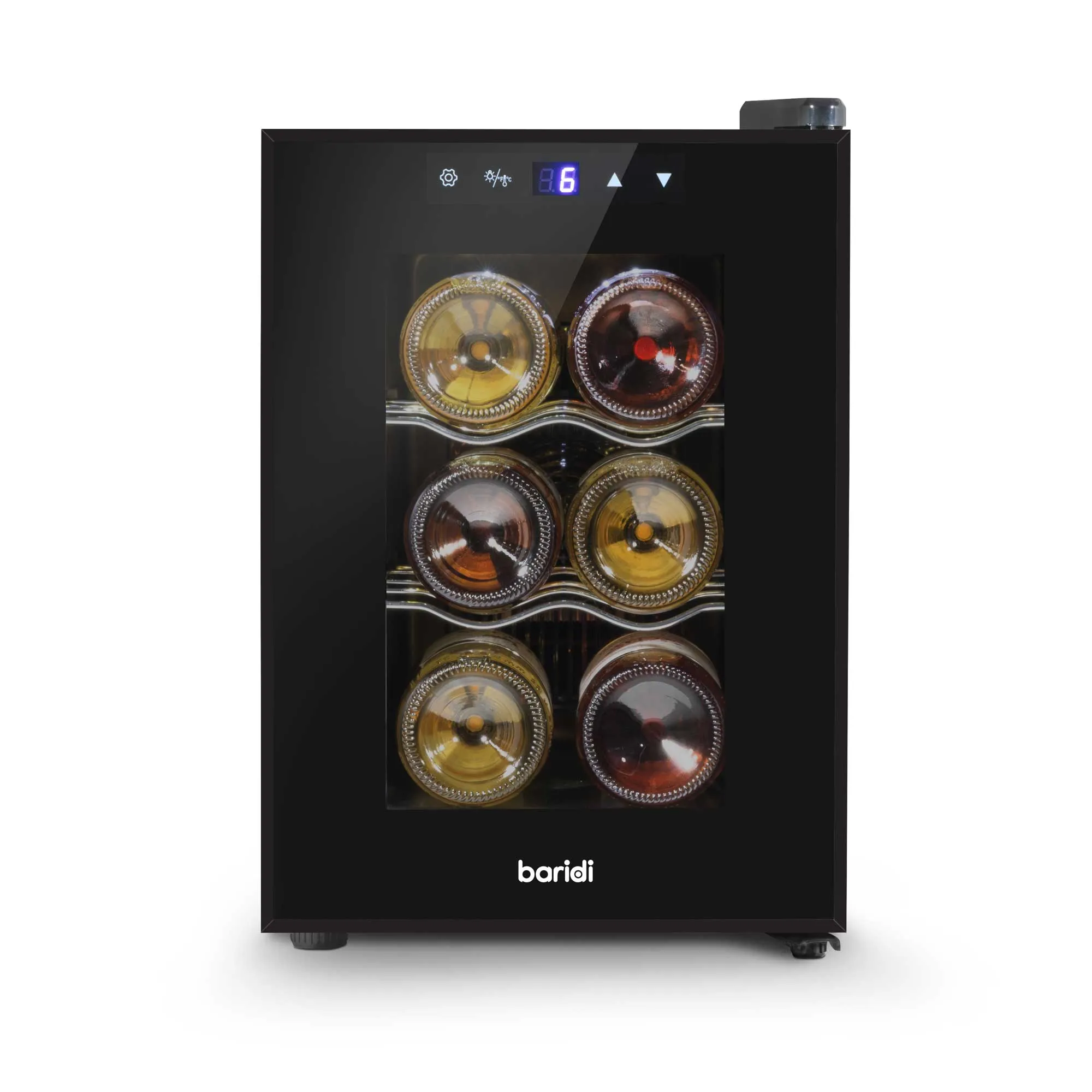 Baridi 6 Bottle Wine Cooler, Thermoelectric, 5-18°C, Touch Controls, Table Top - DH217