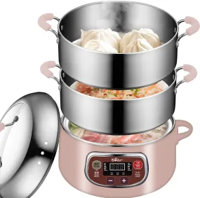 Bear Electric Food Steamer, DZG-A80A2, Stainless Steel Digital Control, 3 tier 8L Large Capacity,1200W