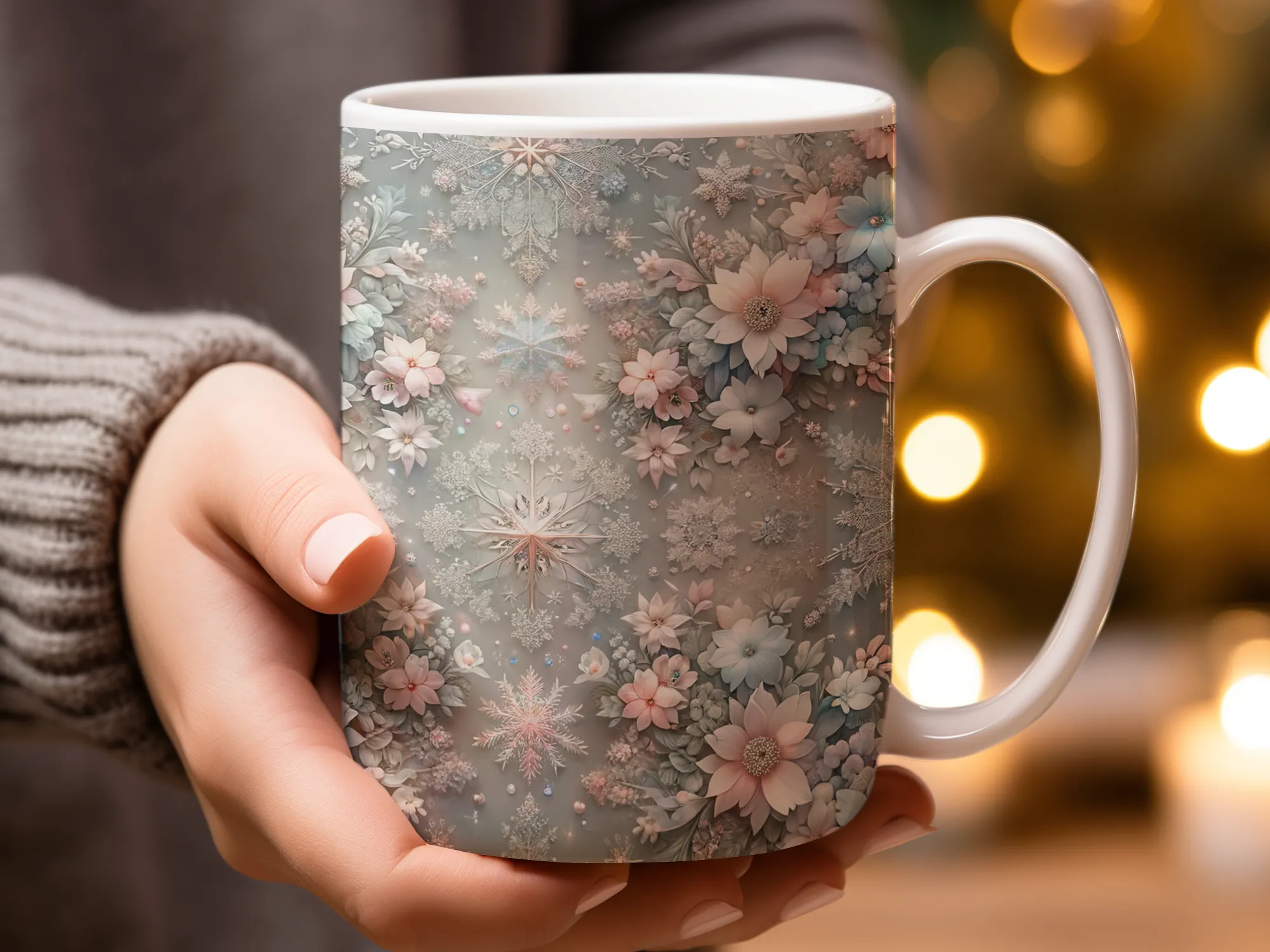 Beautiful Unique Floral Pattern Coffee Mug, Floral Coffee Mug, Pastel Floral Coffee Mug, Coffee Cup, Flower Lover Gift, Garden Lover Gift