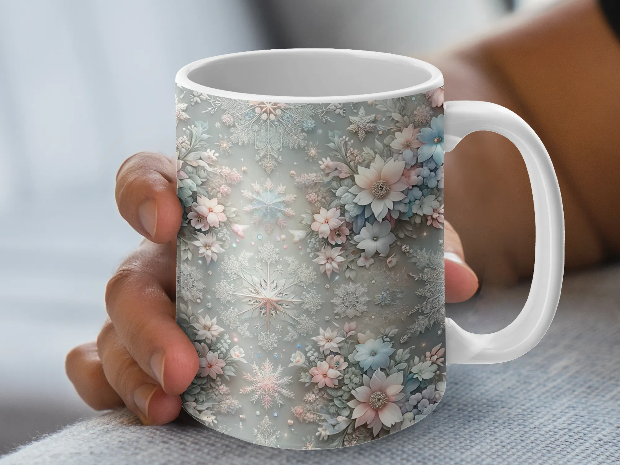 Beautiful Unique Floral Pattern Coffee Mug, Floral Coffee Mug, Pastel Floral Coffee Mug, Coffee Cup, Flower Lover Gift, Garden Lover Gift