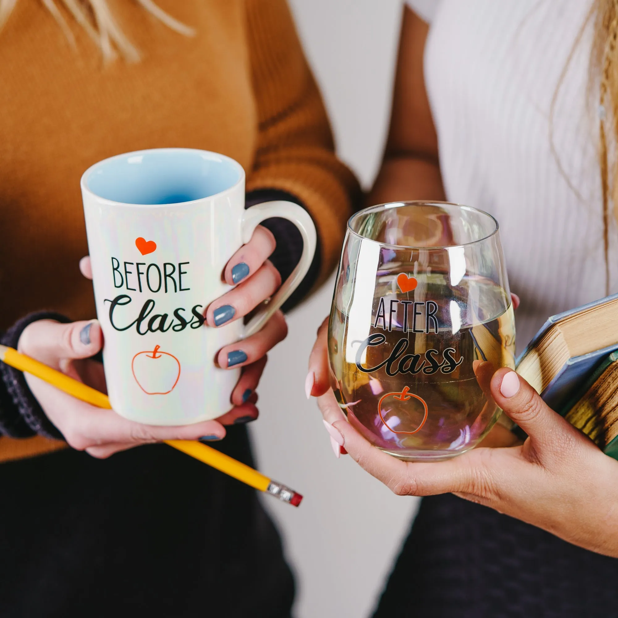 Before & After Class 18 oz Stemless Glass & 15 oz Latte Cup Set