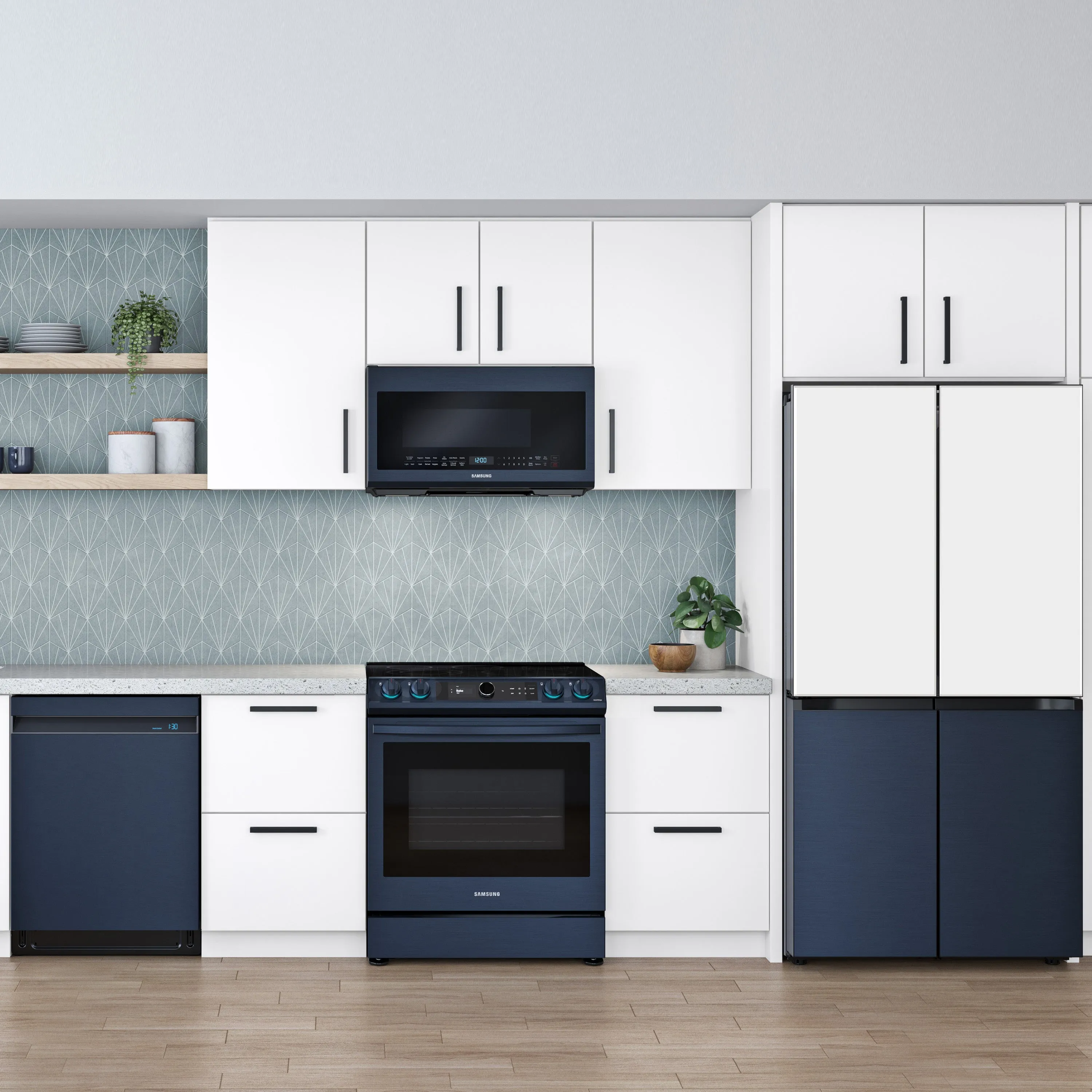 Bespoke Smart Slide-in Electric Range 6.3 cu. ft. with Smart Dial & Air Fry in Navy Steel - (NE63A8711QN)