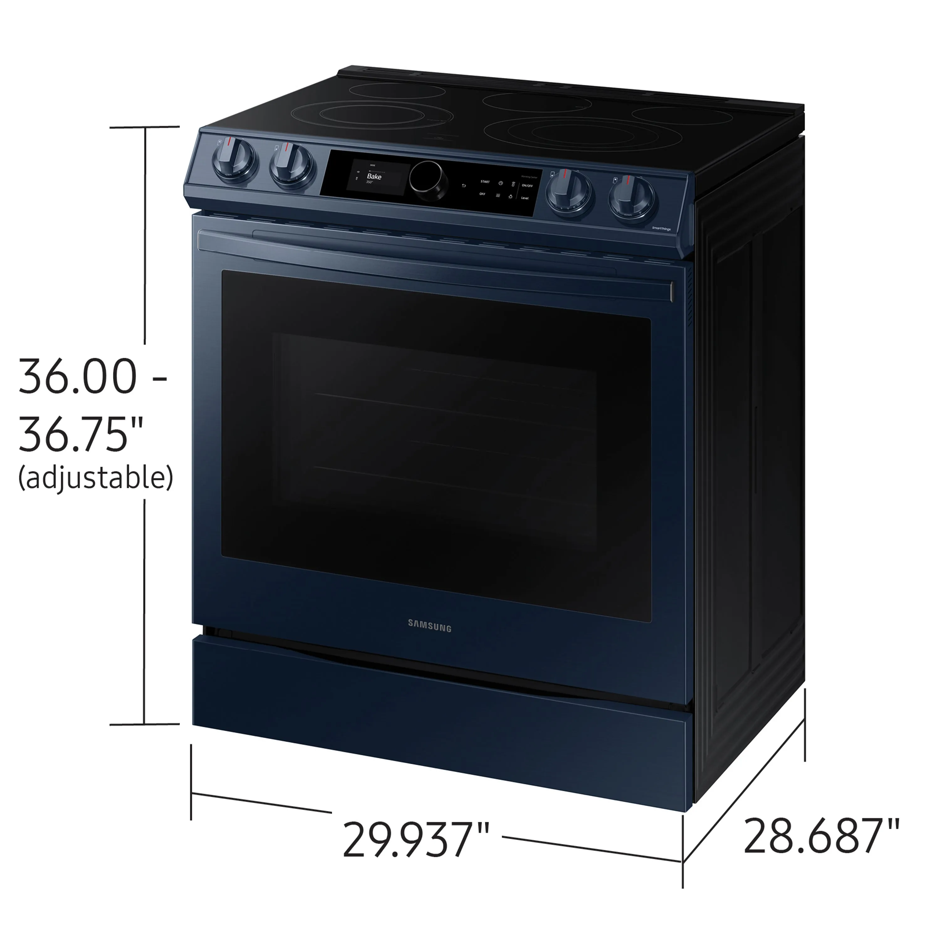 Bespoke Smart Slide-in Electric Range 6.3 cu. ft. with Smart Dial & Air Fry in Navy Steel - (NE63A8711QN)