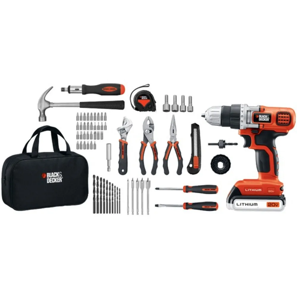 BLACK DECKER LDX120PK 20-Volt MAX* Lithium Drill/Driver & 68-Piece Project Kit