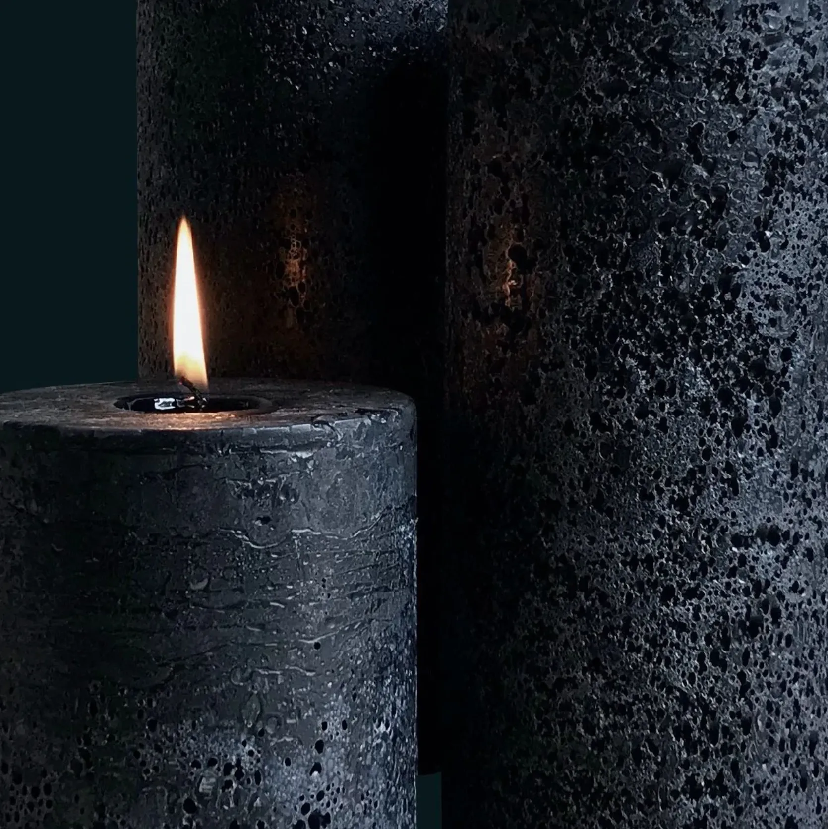 Black Textured Candle Trio