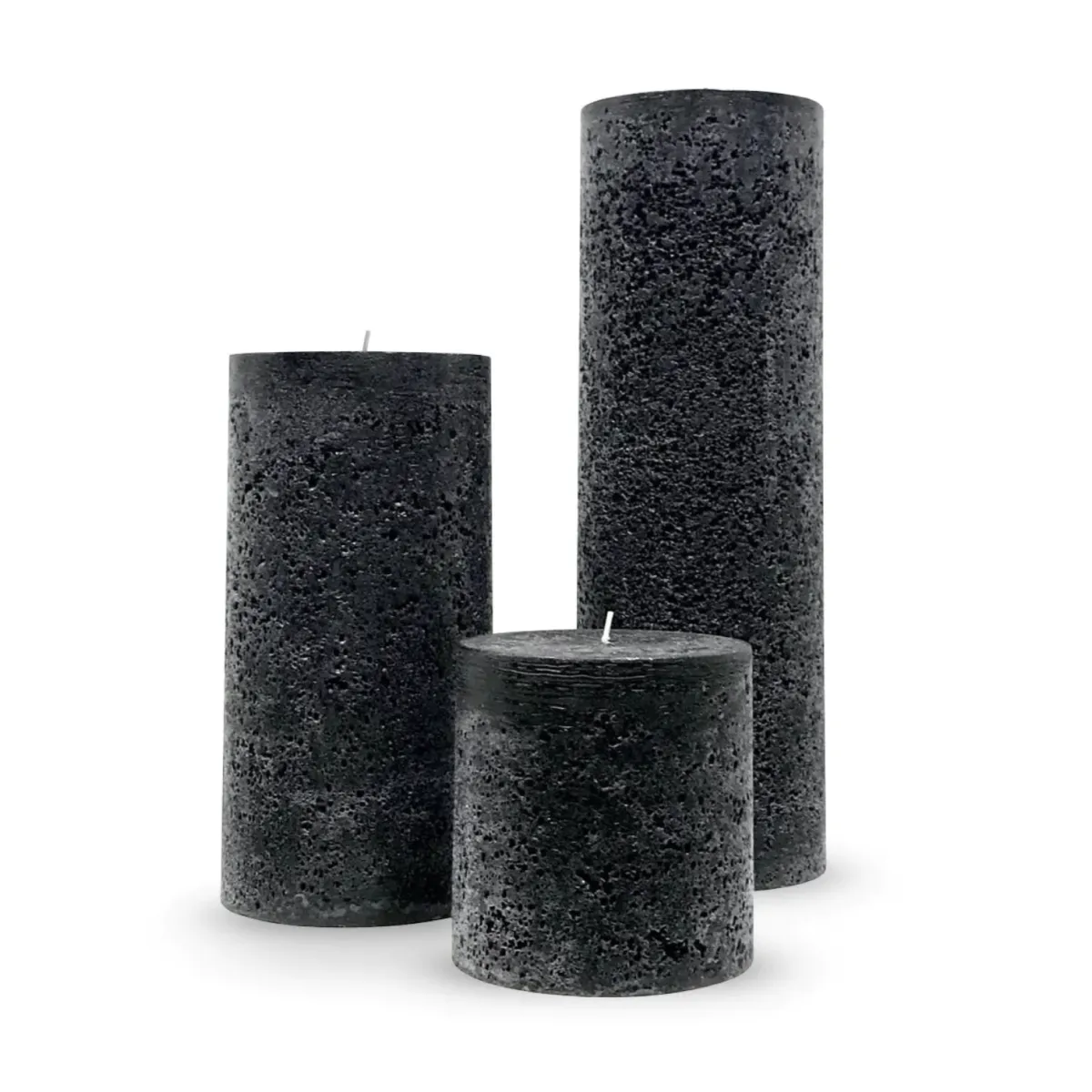 Black Textured Candle Trio