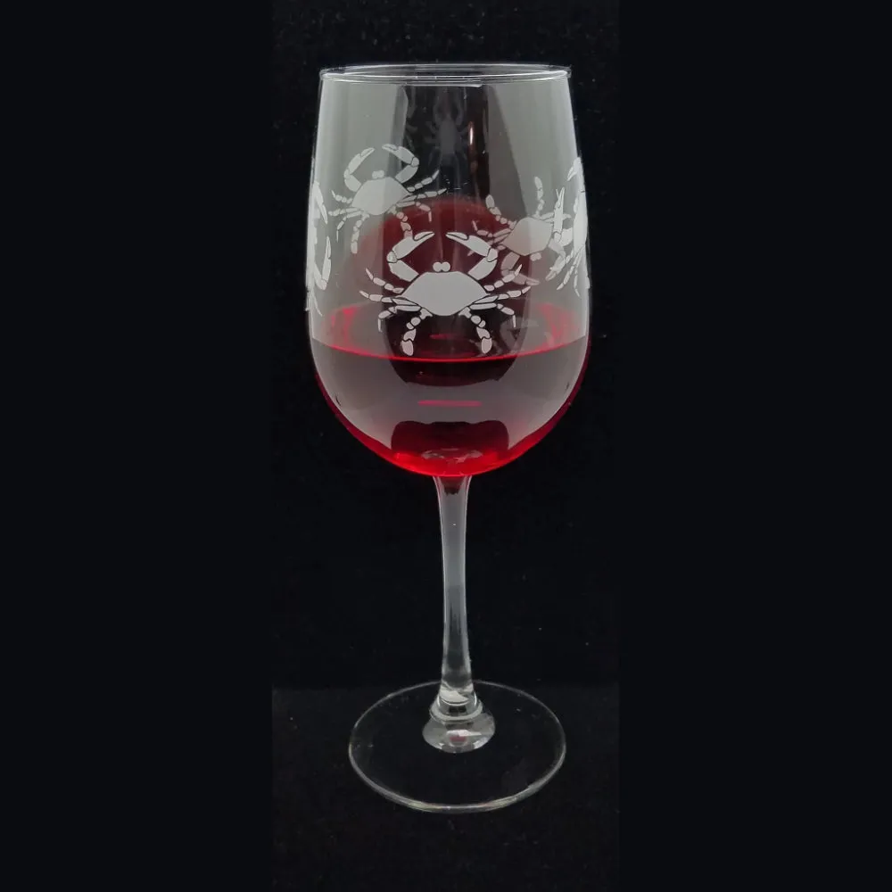 Blue Crab Life Stemmed Wine Glass