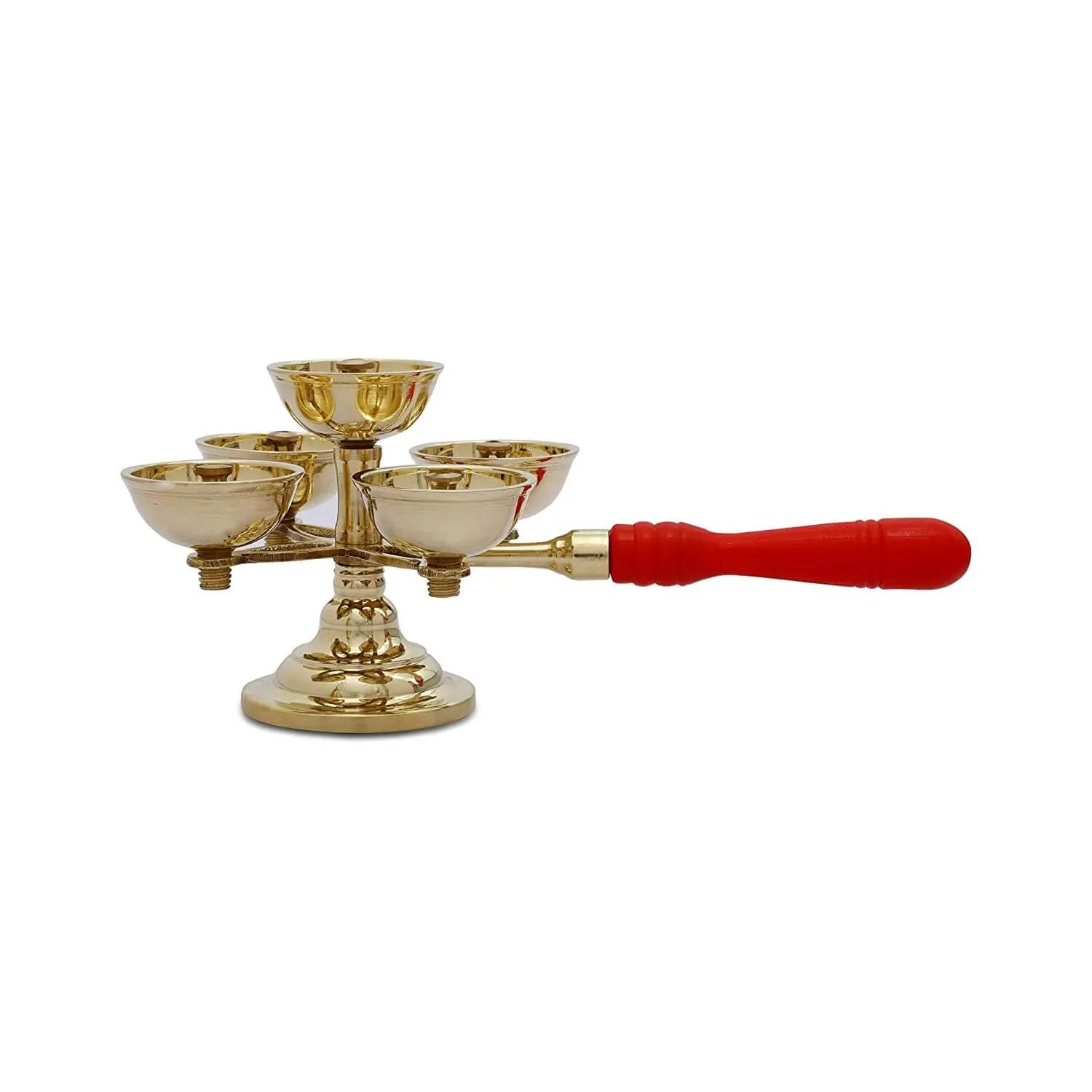 Brass 5 Face Ethnic Aarti Diya, Divaj, Bhadradeepam for Home and Mandir