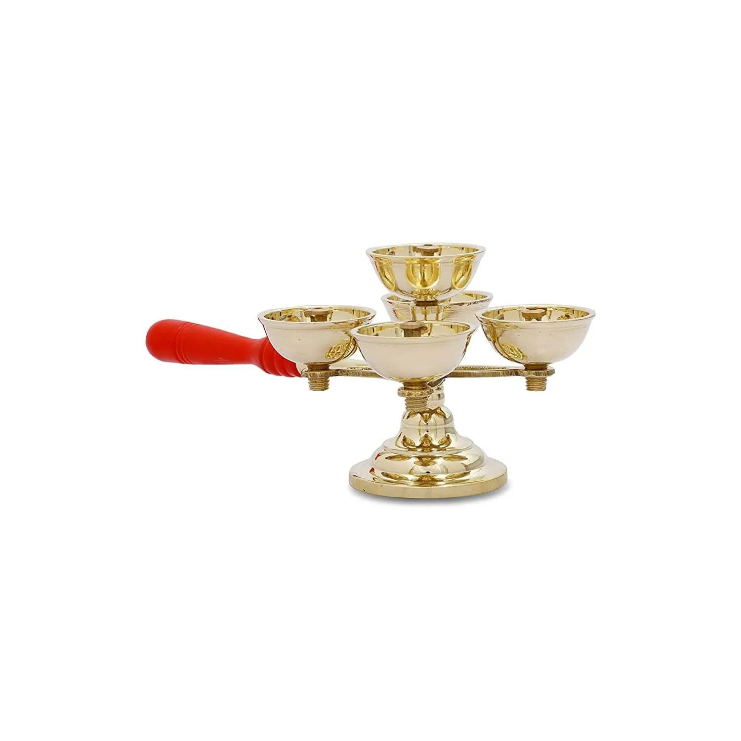 Brass 5 Face Ethnic Aarti Diya, Divaj, Bhadradeepam for Home and Mandir