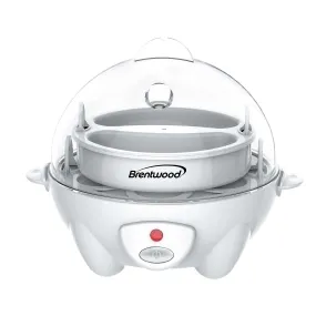 Brentwood TS-1045W Electric 7 Egg Cooker with Auto Shut Off, White