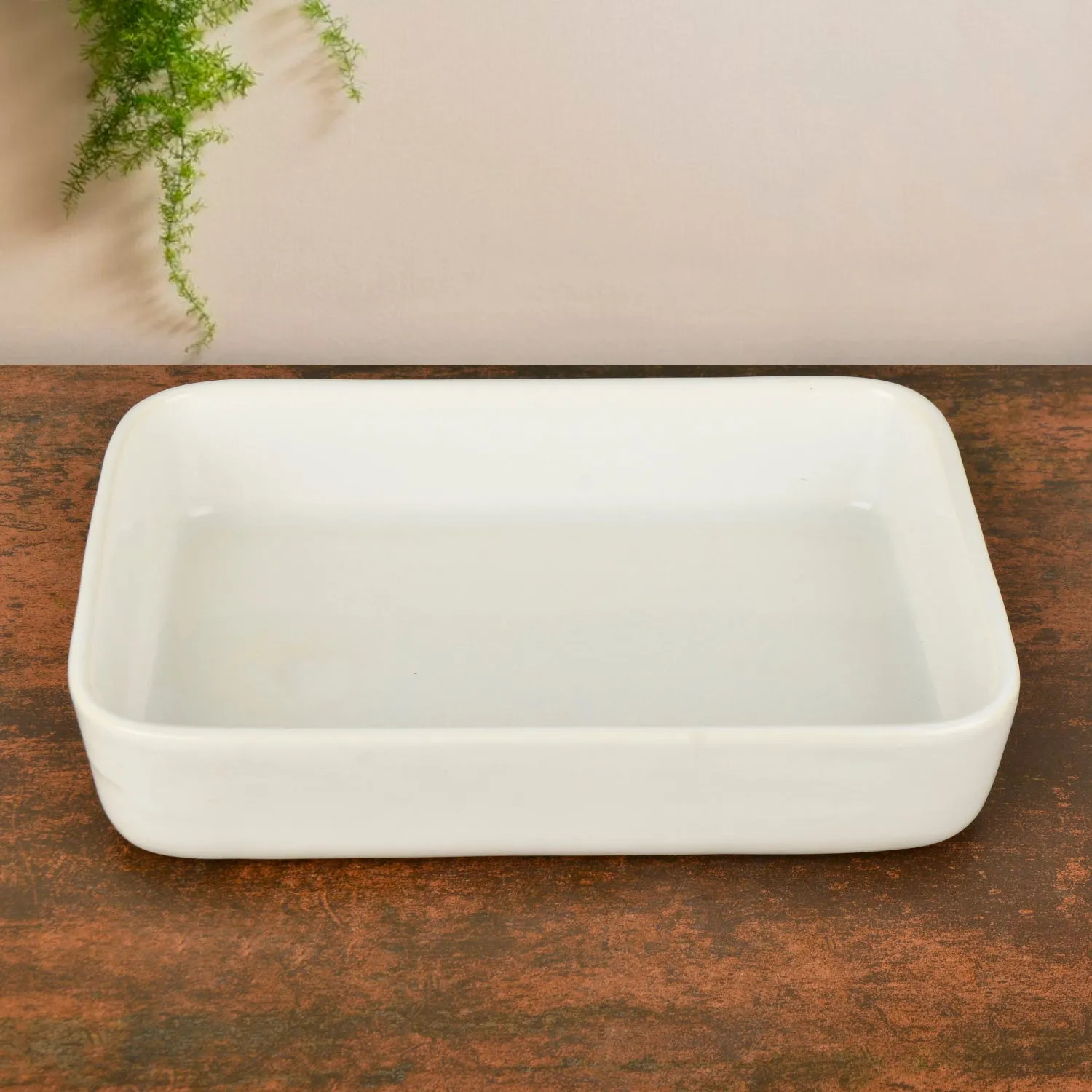 Ceramic Baking Dish ( L x B x H – 27 x 19 x 5.5 cm , White , 1500 ml)