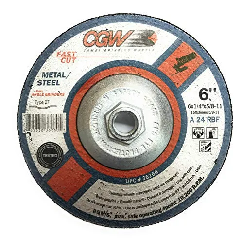 CGW 36260, Depressed Center Wheel 6" x 1/4" x 5/8-11 INT Type 27, Pack of (10)